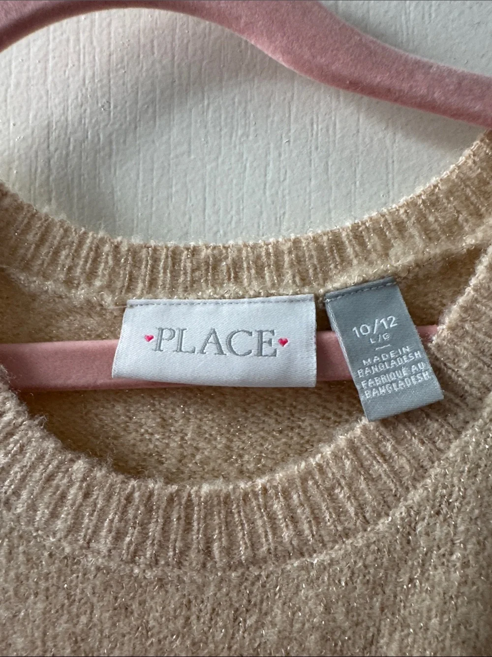 The Children's Place Beige Sequin Heart Knit Dress